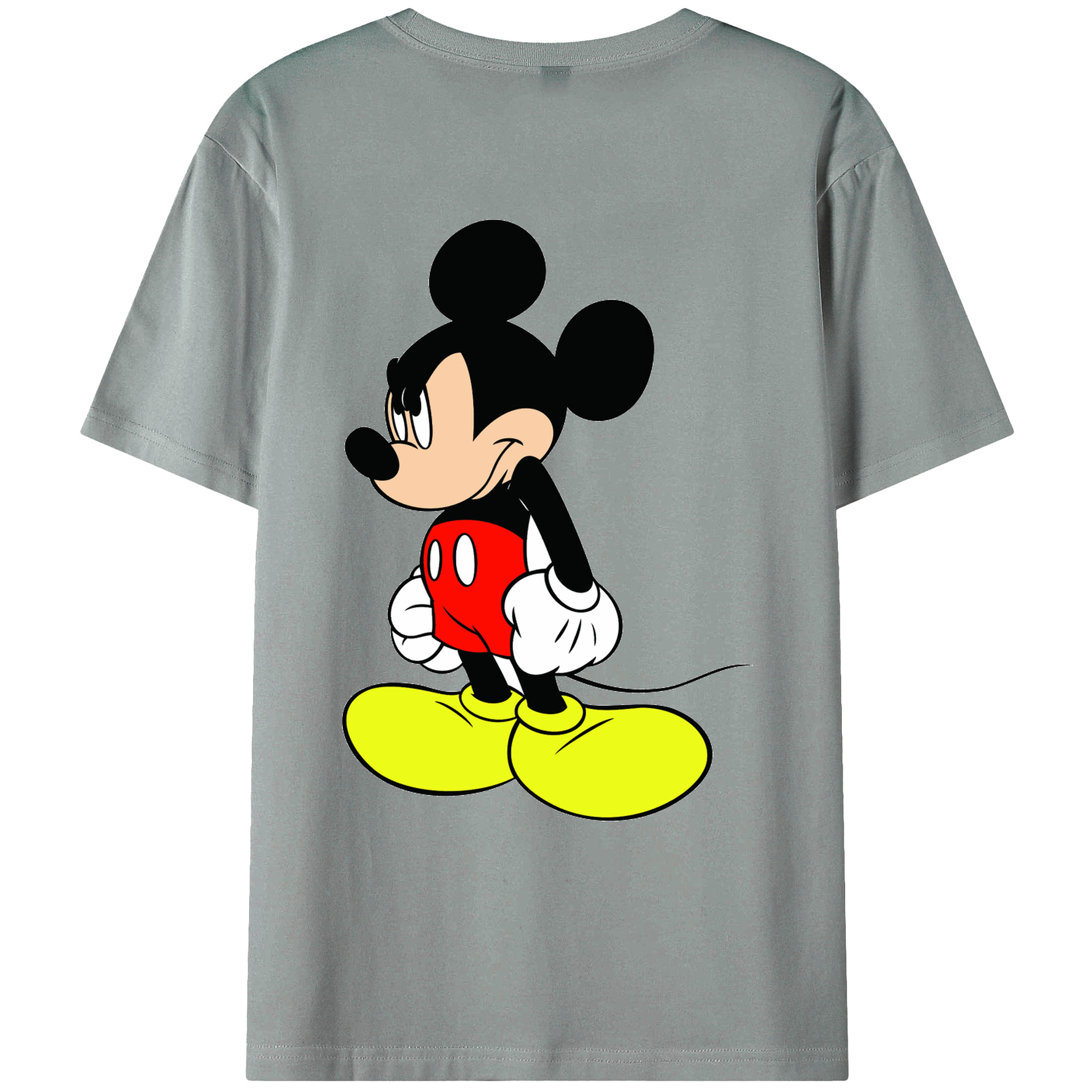 ミッキーマウス Mickey Mouse 綿100％ メンズ半袖Tシャツ（バックプリント） 通気性